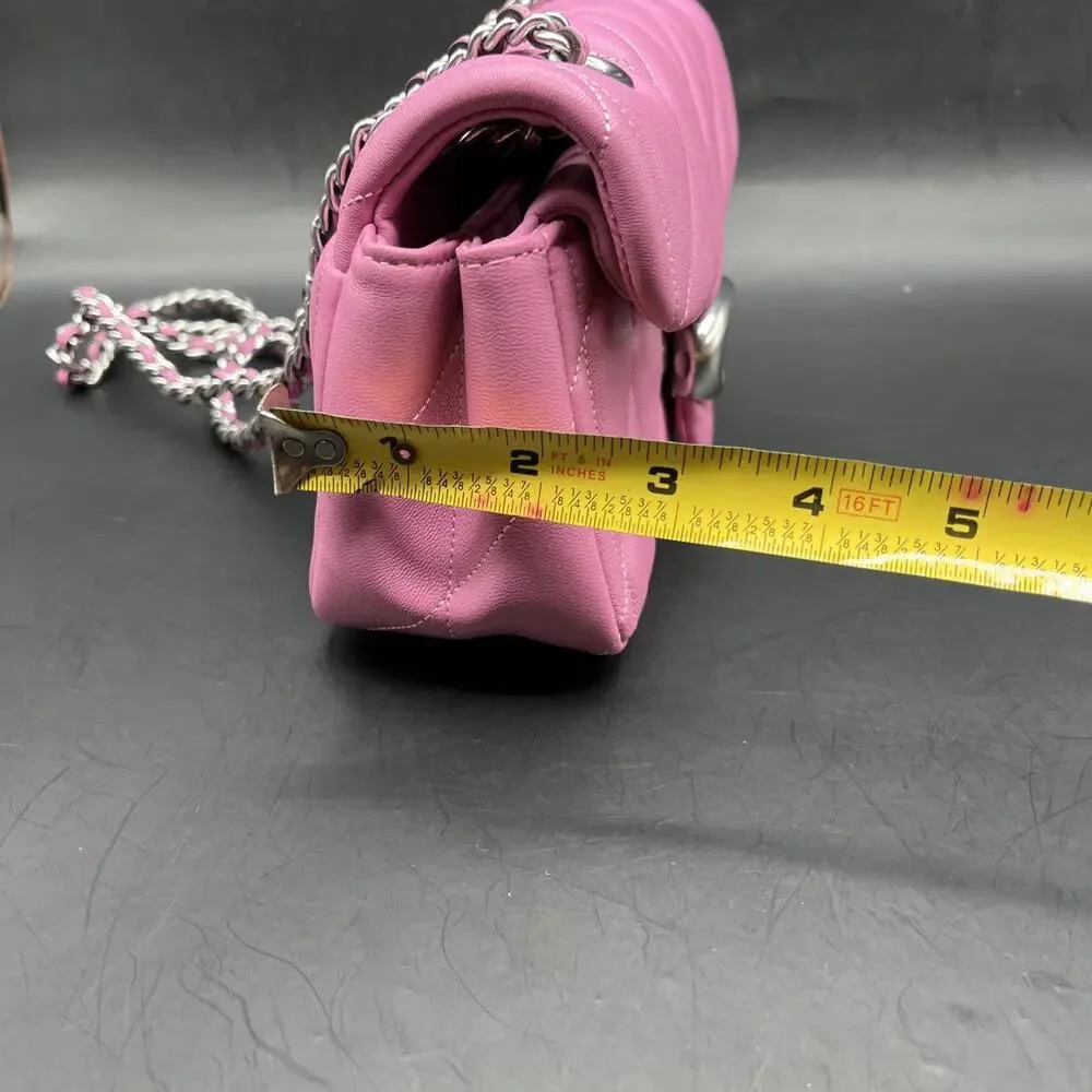 Coach Tabby 26 Vivid Pink Quilted Leather Shoulder Bag Chain Strap Purse CP149